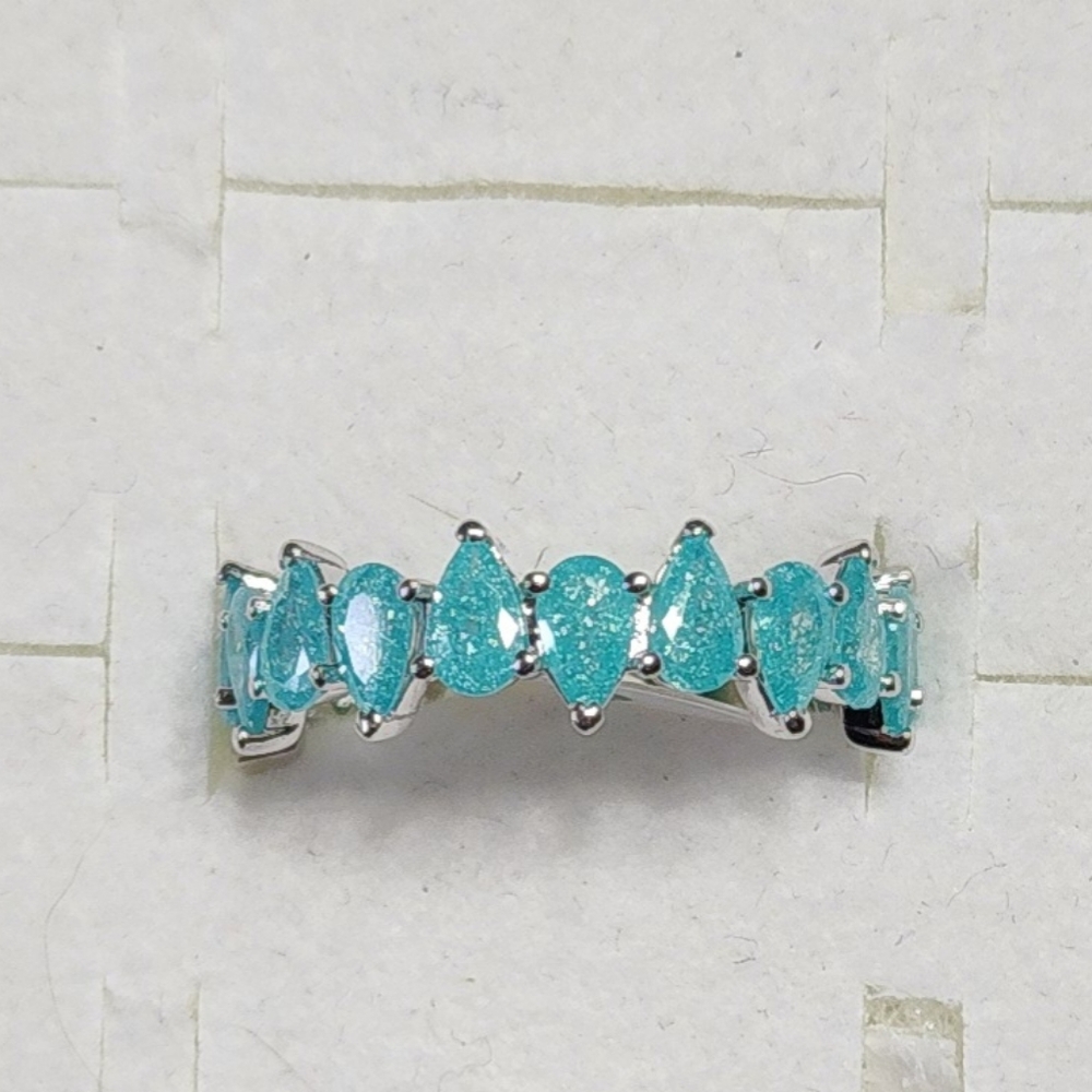 Ring Bomb Party RBP8368 'On A High Note' LC Blue Topaz Ice Crystal eternity band